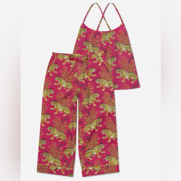 Printfresh Organic Cotton Cami & Cropped Bottom PJs - Hot Pink Bagheera - Sz L - Picture 5 of 9